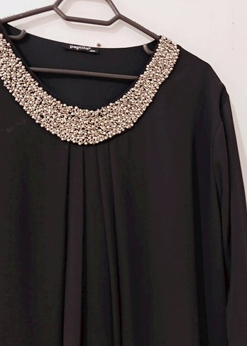 Siyah Uzun Kollu Drapeli Kadın Bluz - Görsel 2