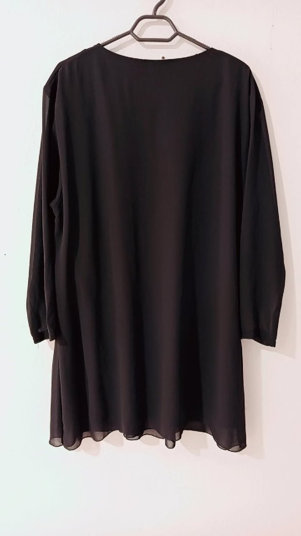 Siyah Uzun Kollu Drapeli Kadın Bluz - Görsel 3
