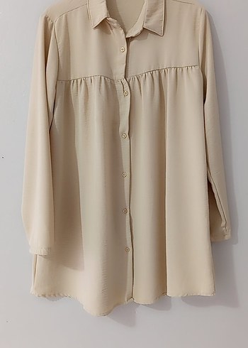 Bej Düğmeli Uzun Kollu airobin Gömlek - Görsel 2