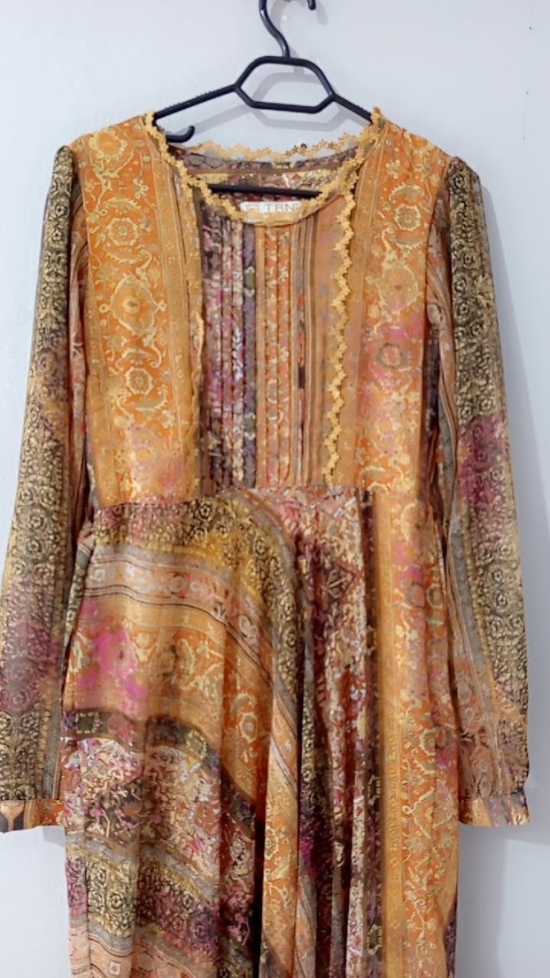 Bohem Çok Renkli Uzun Kollu Elbise - Görsel 2