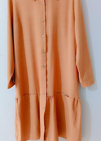 Bej Uzun Kollu Düğmeli Kadın Tunik - Görsel 4