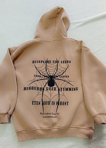 Bej Kapüşonlu Rahat Kesim Sweatshirt - Görsel 4