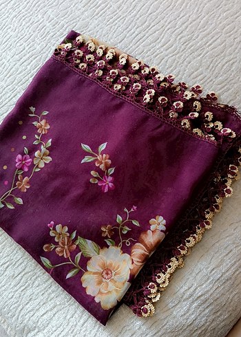 Dantel Detaylı Bordo Bohem Kadın yazma