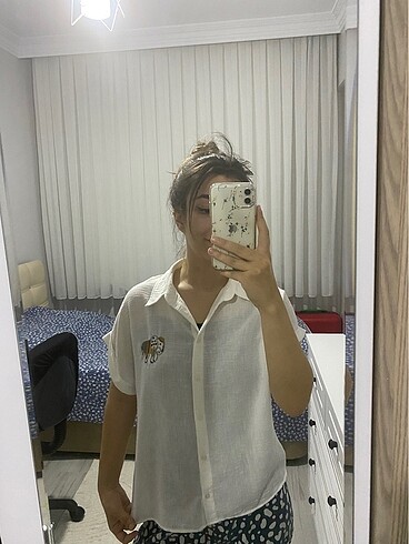 Zara Beyaz keten gömlek
