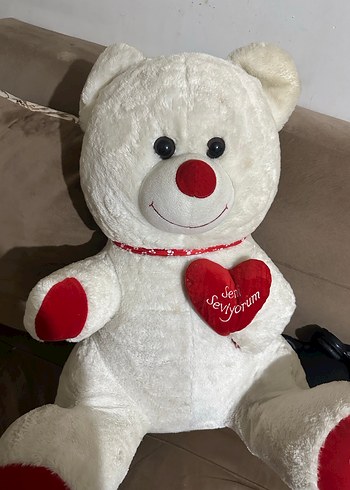 Kırmızı Detaylı Beyaz Peluş Ayıcık - Görsel 3