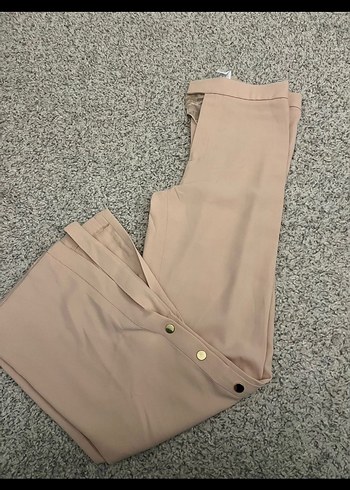 Bej Düğmeli Kadın Kumaş Pantolon orijinal zara - Görsel 3