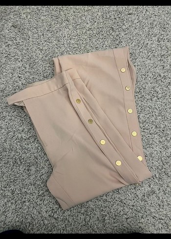 Bej Düğmeli Kadın Kumaş Pantolon orijinal zara - Görsel 2