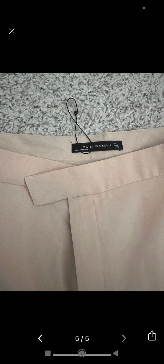 Bej Düğmeli Kadın Kumaş Pantolon orijinal zara - Görsel 4