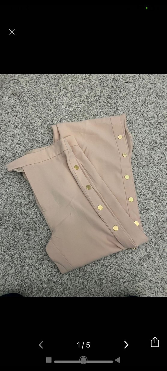 Bej Düğmeli Kadın Kumaş Pantolon orijinal zara - Görsel 2