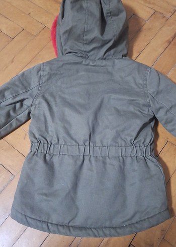 Gri unisex Çocuk Düğmeli Nakışlı Kaban - Görsel 5