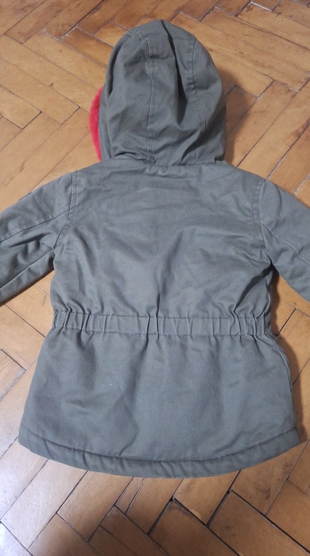 Gri unisex Çocuk Düğmeli Nakışlı Kaban - Görsel 5