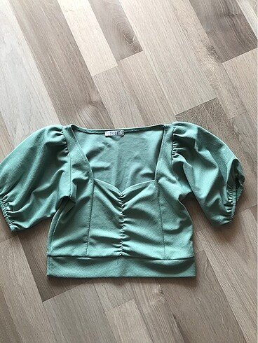 Crop turkuaz bluz