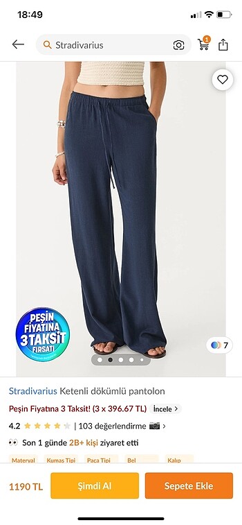 Stradivarius keten pantolon