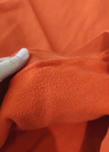 turuncu Kapüşonlu Fermuarlı Sweatshirt - Görsel 2