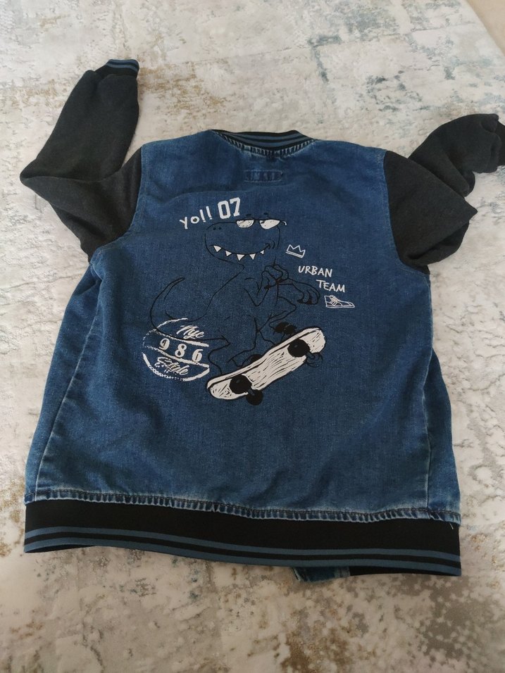 10-11yas Lacivert erkek çocuk Denim Düğmeli Ceket - Görsel 4