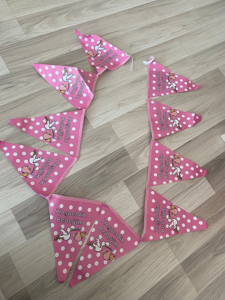 Pembe Hoşgeldin Bebeğim Parti Afişi - Görsel 4