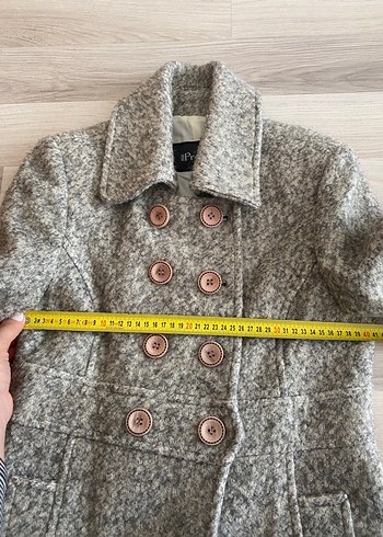 s Beden Vintage Düğmeli Gri Kaban