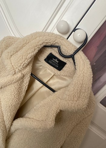 Bej Peluş Kadın Midi Kaban - Görsel 9