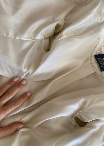 Bej Peluş Kadın Midi Kaban - Görsel 4