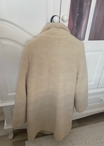 Bej Peluş Kadın Midi Kaban - Görsel 11