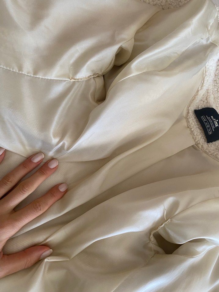 Bej Peluş Kadın Midi Kaban - Görsel 4