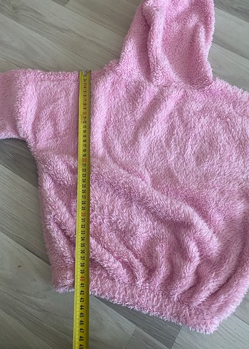 Kız Çocuk Pembe Kapüşonlu Peluş Sweatshirt - Görsel 7