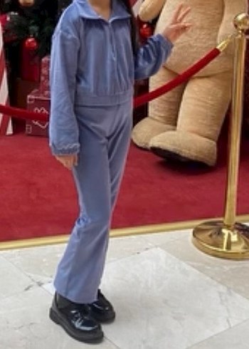 Mavi kadife Kız Eşofman Takımı - Görsel 9