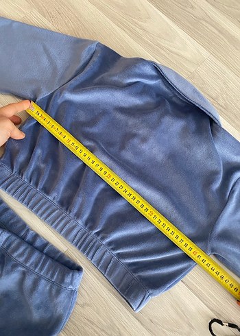 Mavi kadife Kız Eşofman Takımı - Görsel 2