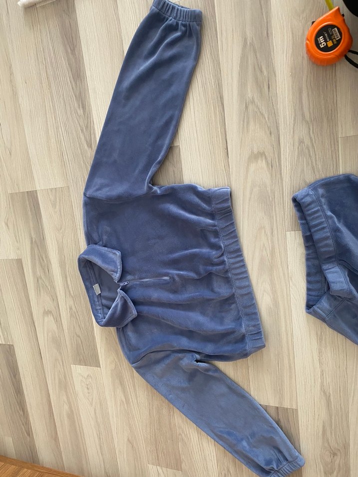 Mavi kadife Kız Eşofman Takımı - Görsel 5