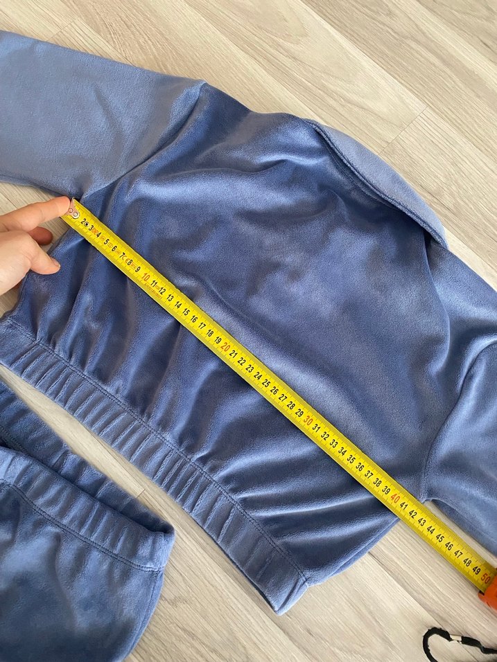 Mavi kadife Kız Eşofman Takımı - Görsel 2