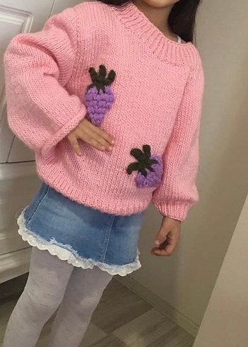 Pembe  kız çocuk kazak - Görsel 8