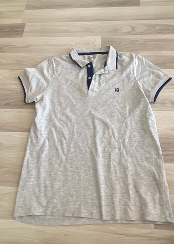 Gri Polo Tişört, Kısa Kollu, Düğmeli