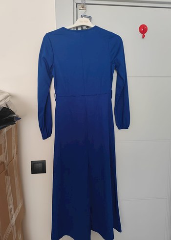 mavi Kemerli Uzun Elbise - Görsel 8