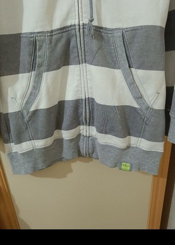 Gri Çizgili Kadın Fermuarlı Midi Ceket - Görsel 3