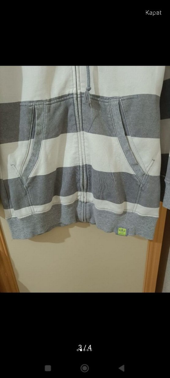 Gri Çizgili Kadın Fermuarlı Midi Ceket - Görsel 3