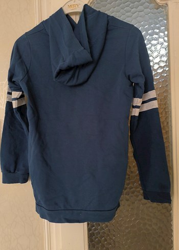 Erkek Çocuk Mavi Kapüşonlu Sweatshirt - Görsel 4