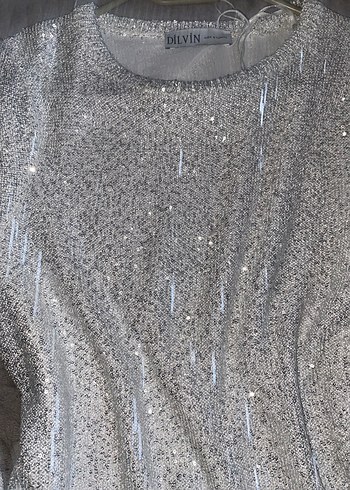 Gri Payetli Uzun Kollu Bluz - Görsel 3
