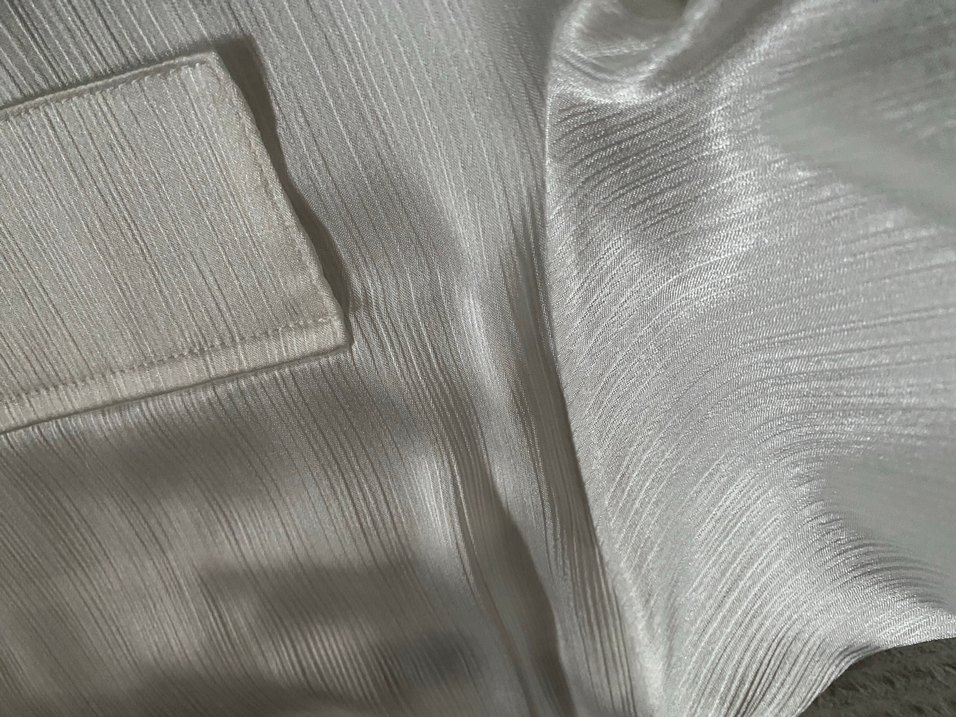 İpek saten Beyaz V Yaka Kadın Gömlek - Görsel 4