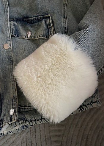 Gri Kürklü Kadın Denim Ceket - Görsel 4