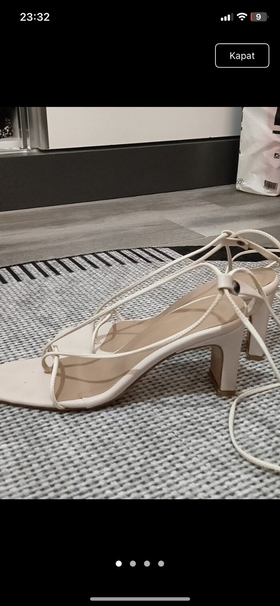 Krem İnce Topuklu Kadın Sandalet - Görsel 2