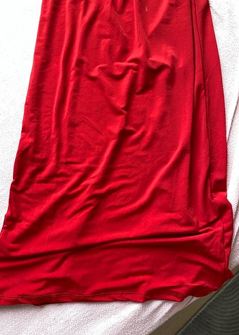 Kırmızı Uzun Kollu Drapeli Uzun Elbise - Görsel 4