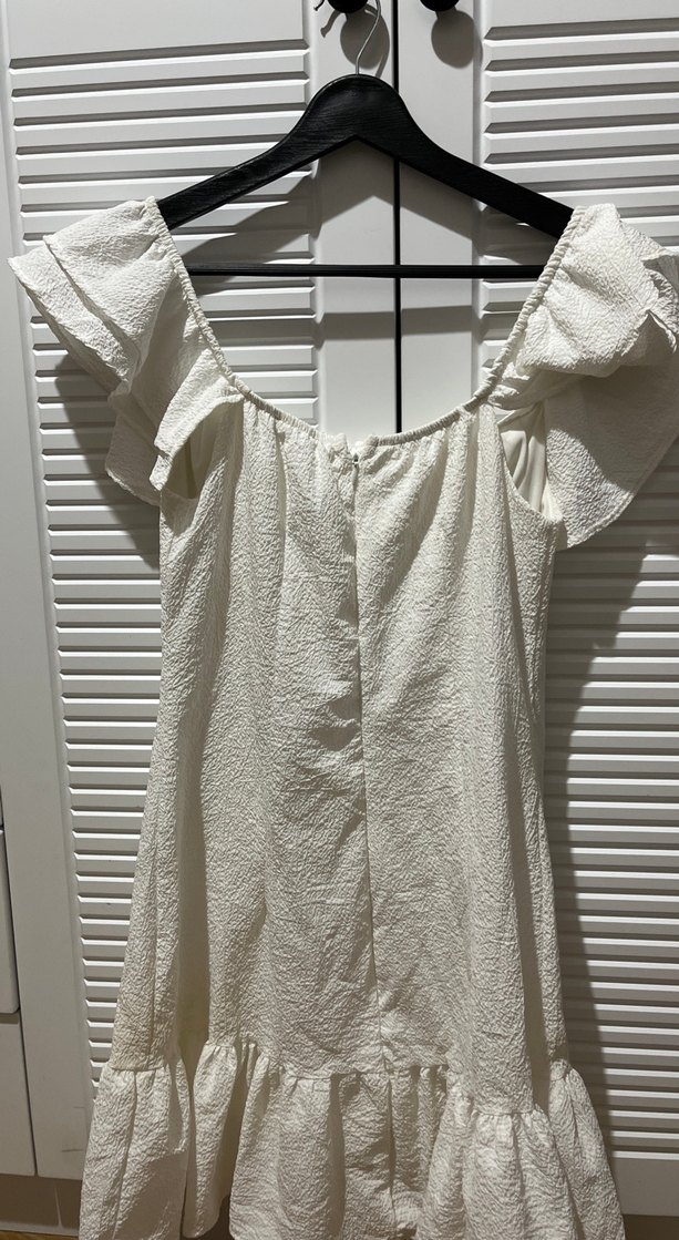 Beyaz Keten Fırfırlı Bohem Midi Elbise - Görsel 3