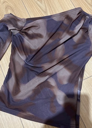 Kadın Kahverengi Drapeli Batik Bluz