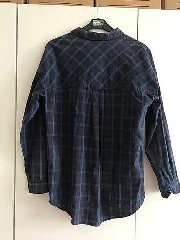 s Beden Zara boncuk detaylı kareli oversize gömlek