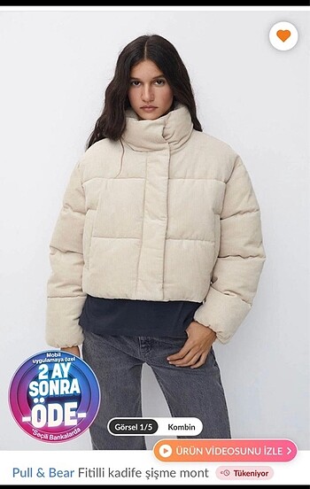 Pull and Bear Pull & Bear Fitilli Şişme Mont