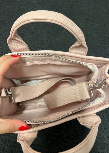Stradivarius Pembe Deri Fermuarlı Kadın El Çantası