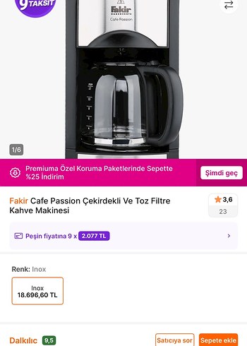 Fakir Cafe Passion Inox Filtre Kahve Makinesi
