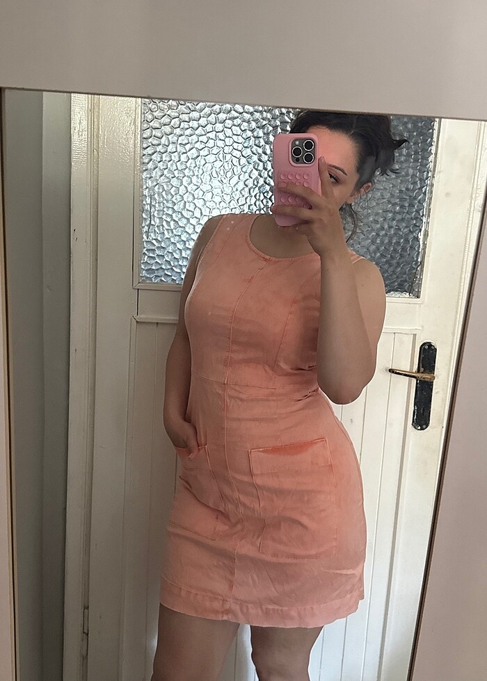 Pudra likralı elbise - Görsel 3