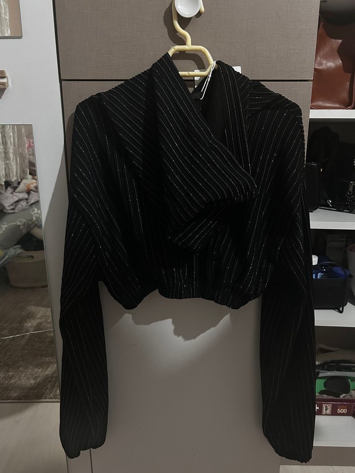 Siyah Mini Yüksek Yakalı Kadın Eşofman Takımı s beden - Görsel 4