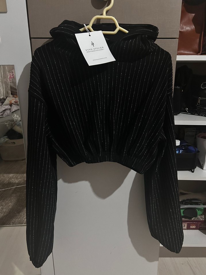 Siyah Mini Yüksek Yakalı Kadın Eşofman Takımı s beden - Görsel 2